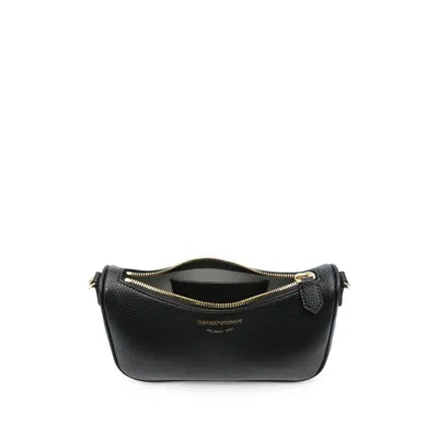 Emporio Armani Structured Black Shoulder Bag With Textured Finish
