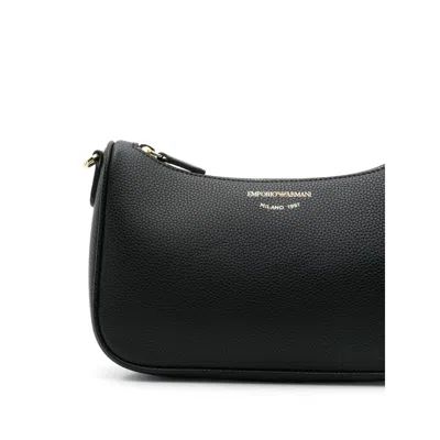Emporio Armani Structured Black Shoulder Bag With Textured Finish