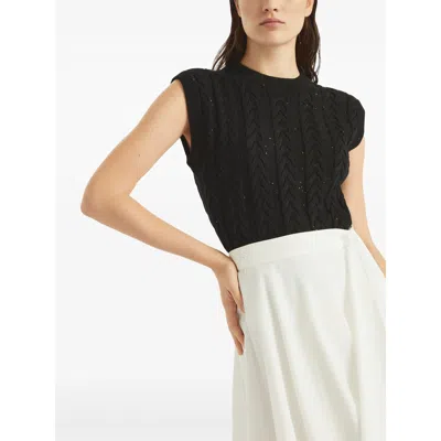 Brunello Cucinelli Black Dazzling Double Cable Knit Vest