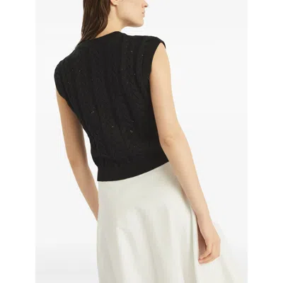 Brunello Cucinelli Black Dazzling Double Cable Knit Vest