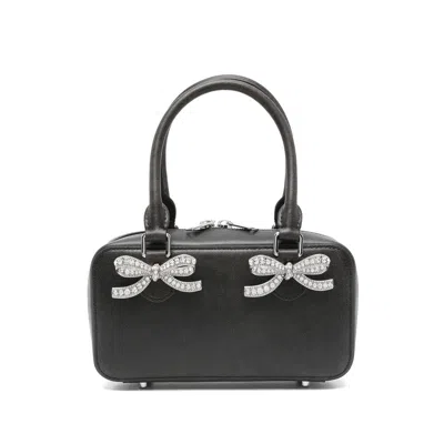 Self-portrait Distressed Black Mini Tote Bag In Black