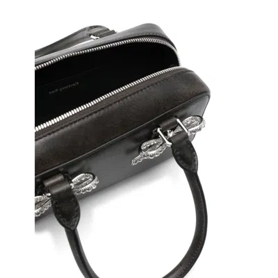 Self-portrait Distressed Black Mini Tote Bag In Black