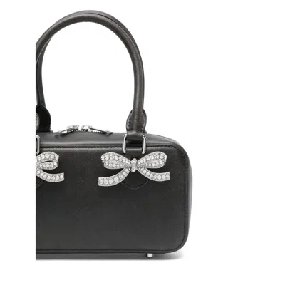 Self-portrait Distressed Black Mini Tote Bag In Black
