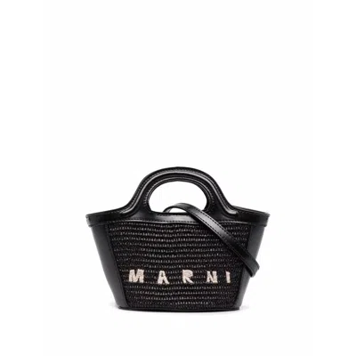 Marni Tropicalia Structured Shoulder Bag With Raffia Panels