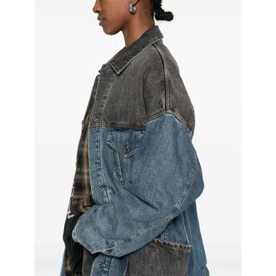 R13 Lacey Trucker Jacket Dawson Indigo Color Block