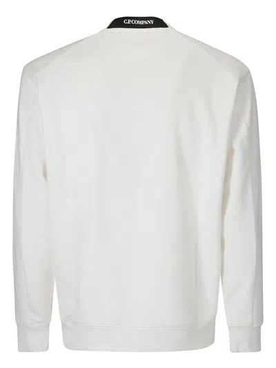 C.p. Company Logo Crew Neck Sweatshirt With Sleeve Zip Pocket
