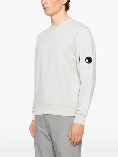 C.p. Company Logo Crew Neck Sweatshirt With Sleeve Zip Pocket