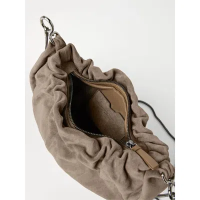 Brunello Cucinelli Women Suede Hobo Brioche Handbag