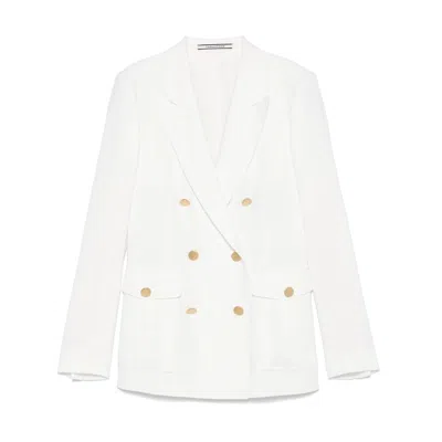Tagliatore Double-breasted White Jacket With Gold-tone Buttons