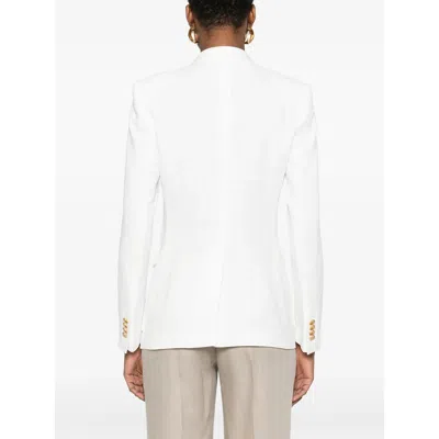 Tagliatore Double-breasted White Jacket With Gold-tone Buttons