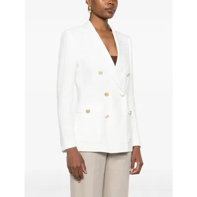 Tagliatore Double-breasted White Jacket With Gold-tone Buttons