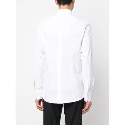 Dolce & Gabbana White Cotton Poplin Gold Tuxedo Shirt In White