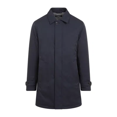 Kiton Single-breasted Coat In Blue