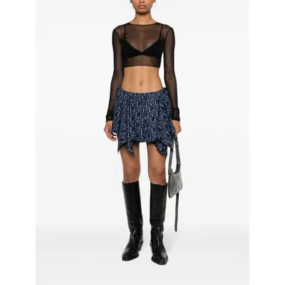 Ludovic De Saint Sernin Monogram-pattern Asymmetric Miniskirt