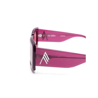 Attico Dark Pink Logo Rectangular Sunglasses