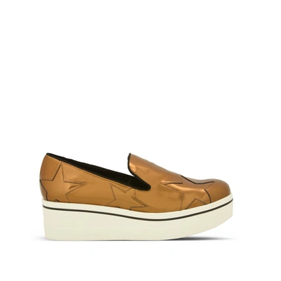 Shop Stella Mccartney Gold Binx Star Loafers