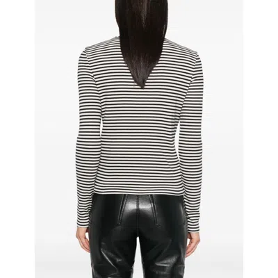 Anine Bing Alessia Long Sleeve Tee In Cream And Black Stripe