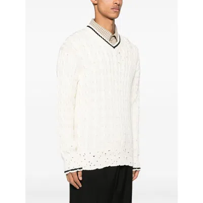 Marni Cable Knit V-neck Sweater