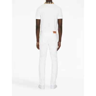 Burberry Check-collar White Polo Shirt With Three-button Placket