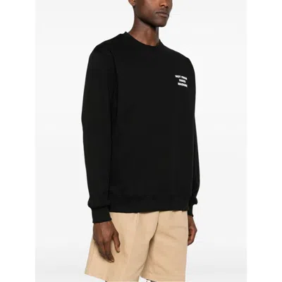 Drôle De Monsieur Black Sweatshirt With Bold Slogan And Elastic Hems In Black