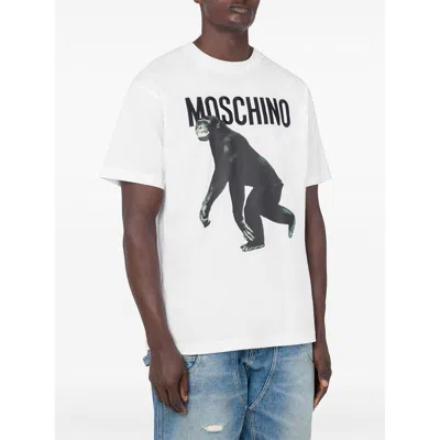 Moschino T-shirt Chimpanzee Print In Yellow