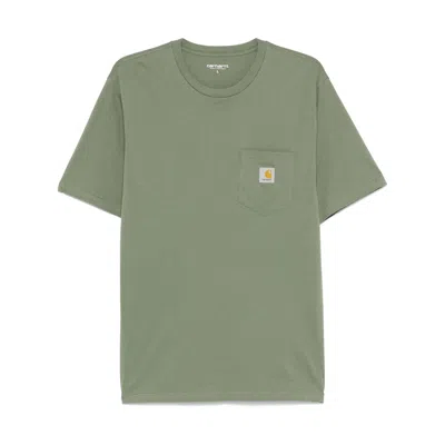 Carhartt Cotton T-shirt In Military Green With Pocket And Logo