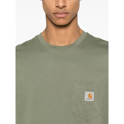 Carhartt Cotton T-shirt In Military Green With Pocket And Logo