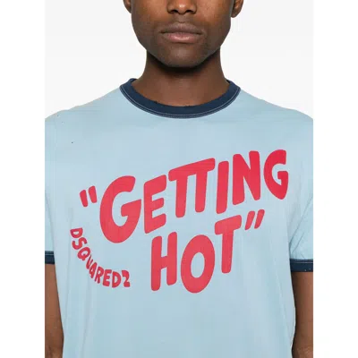 Dsquared2 T-shirt In Cotone Azzurro Pastello Uomo