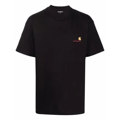 Carhartt Black Cotton T-shirt With Gold Embroidered Logo