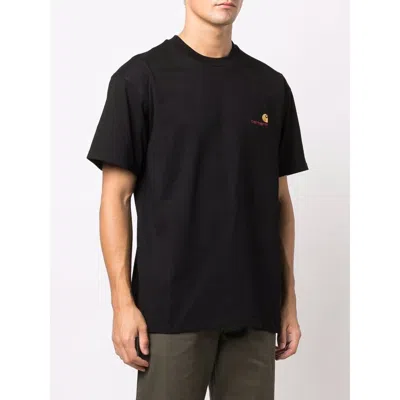 Carhartt Black Cotton T-shirt With Gold Embroidered Logo
