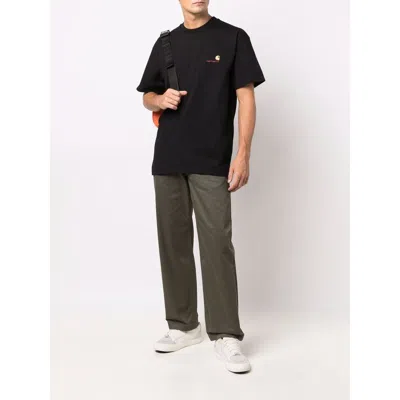 Carhartt Black Cotton T-shirt With Gold Embroidered Logo