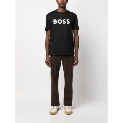 Hugo Boss Cotton-jersey T-shirt With Curved-logo Print