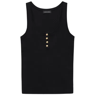 Anine Bing Alessia Scoop Neck Button Tank Top