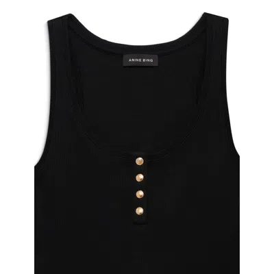 Anine Bing Alessia Scoop Neck Button Tank Top