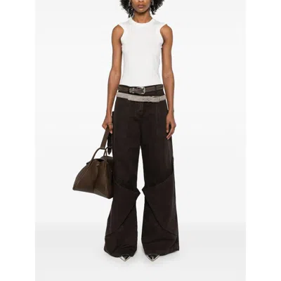 Attico Panelled Wide-leg Trousers In Black