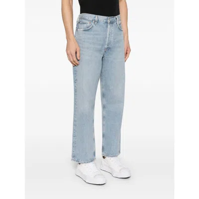 Agolde Regenerated Denim Trousers With Front And Back Pockets In Blue