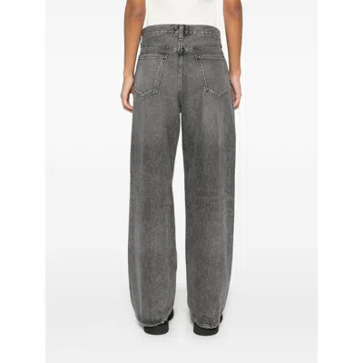 Agolde Grey Jeans With Low Waist And Wide Leg In Denim Woman