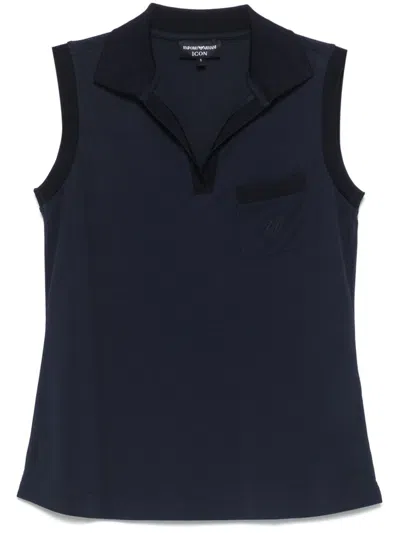 Emporio Armani Collared Sleeveless Top With Pocket And Slits