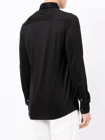 Emporio Armani Cotton Poplin Shirt With Buttoned Cuffs And Curved Hem