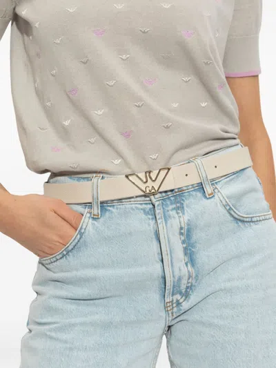 Emporio Armani Adjustable Logo Buckle Belt With Textured Finish