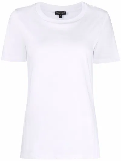 Emporio Armani Mercerised Jersey T-shirt With Micro Rubberised Eagle In White