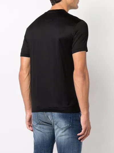 Emporio Armani Black T-shirt With Logo Lettering On The Front In Cotton And Lyocell Blend Man