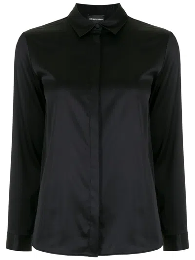 Emporio Armani Silk Shirt With Buttoned Cuffs And Spread Collar