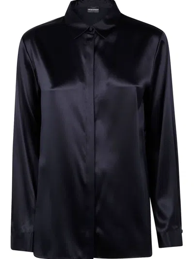 Emporio Armani Silk Shirt With Buttoned Cuffs And Spread Collar