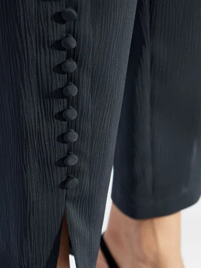Emporio Armani Fitted Trousers With Button Accents And Slits In Blue