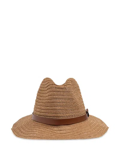 Emporio Armani Straw Fedora Hat Leather Band