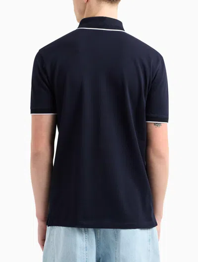 Emporio Armani Blue Stretch Piquet Polo