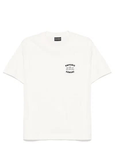 Emporio Armani Asv Jersey T-shirt With ‘let The Sea Set You Free' Embroidery