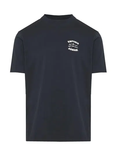 Emporio Armani Asv Jersey T-shirt With ‘let The Sea Set You Free' Embroidery