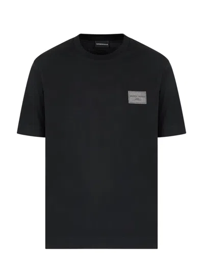 Emporio Armani Asv Jersey T-shirt With Embroidered Logo Patch